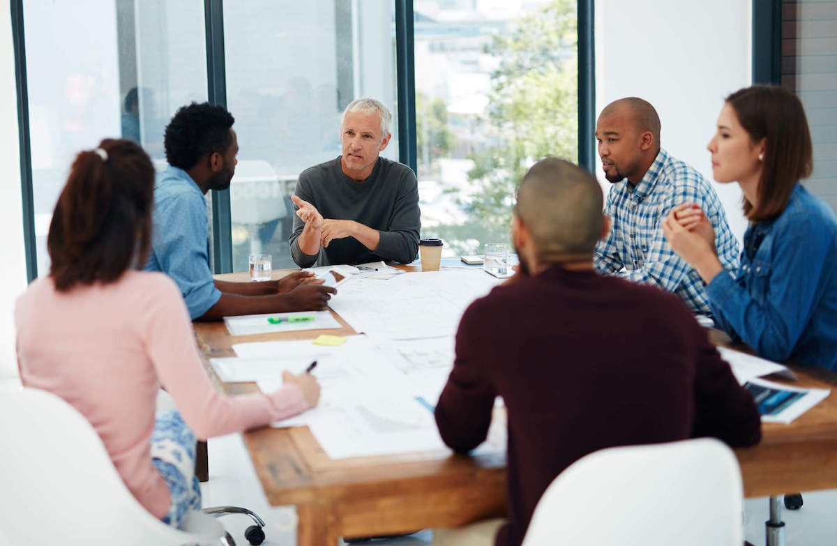 Professional team in office boardroom